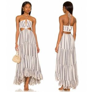 Striped Halter Maxi Dress